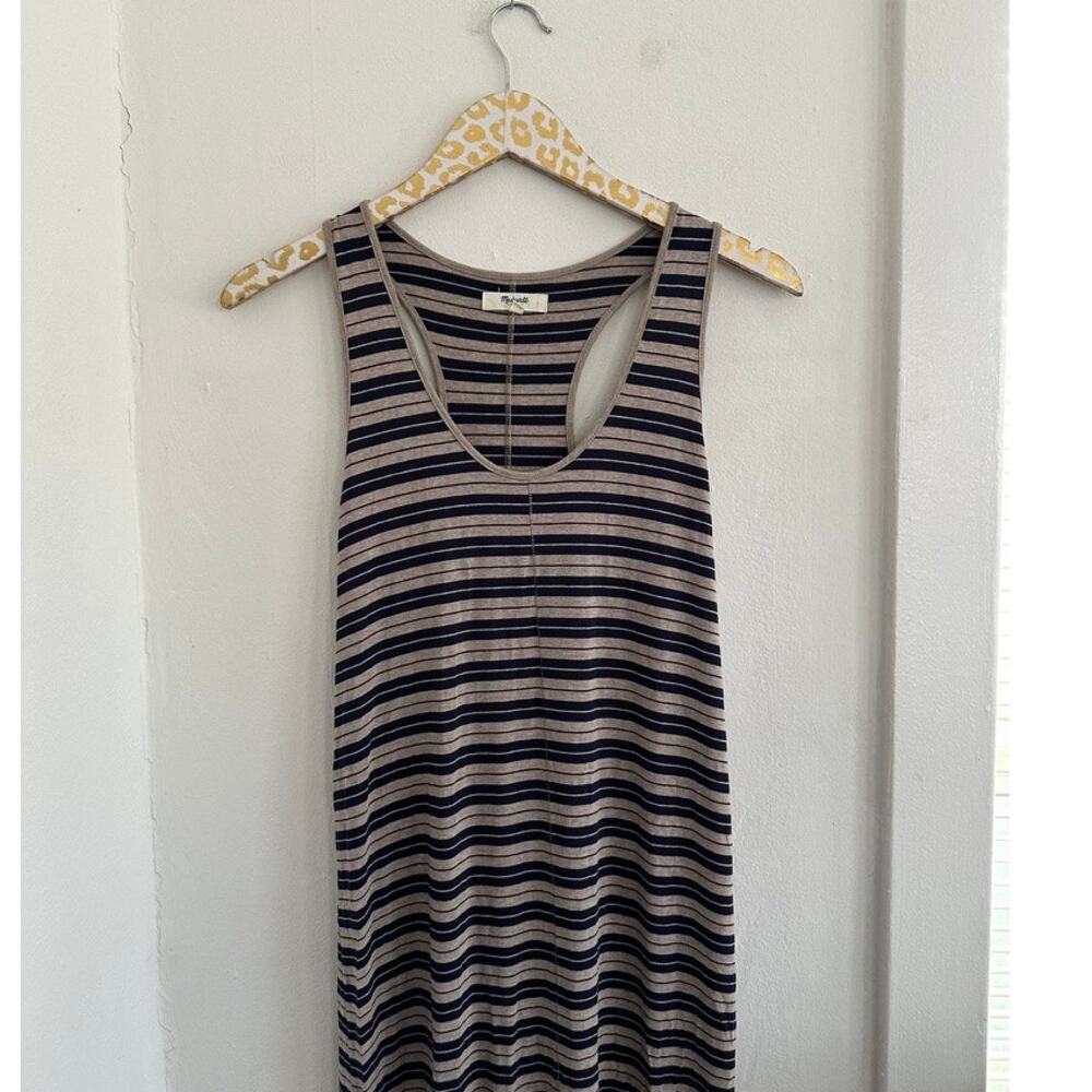 Madewell Women's Knit Maxi Dress Tan Navy | Size Small